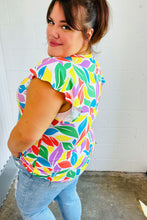 Load image into Gallery viewer, Feeling Playful Lavender & Yellow Floral Print Flutter Sleeve Top