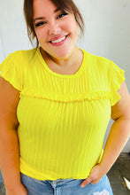 Load image into Gallery viewer, Yellow Wide Rib Frilled Short Sleeve Yoke Top