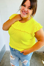 Load image into Gallery viewer, Yellow Wide Rib Frilled Short Sleeve Yoke Top