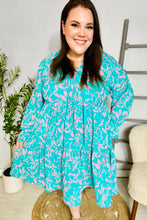 Load image into Gallery viewer, Boho Romance Mint Floral Print Front Ribbon Bow Tiered Dress