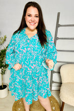 Load image into Gallery viewer, Boho Romance Mint Floral Print Front Ribbon Bow Tiered Dress