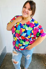 Load image into Gallery viewer, Time For Sun Navy Multicolor Tropical Print V Neck Top