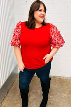 Load image into Gallery viewer, Come To Me Red Sequin Puff Short Sleeve Top