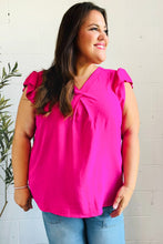 Load image into Gallery viewer, Summer Days Fuchsia Banded V Neck Flutter Sleeve Top