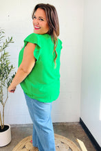 Load image into Gallery viewer, Sunny Days Kelly Green Banded V Neck Flutter Sleeve Top