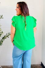 Load image into Gallery viewer, Sunny Days Kelly Green Banded V Neck Flutter Sleeve Top