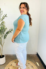 Load image into Gallery viewer, Charming in Aqua Asymmetrical Shirred Modal Top