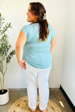 Load image into Gallery viewer, Charming in Aqua Asymmetrical Shirred Modal Top