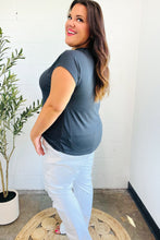 Load image into Gallery viewer, Charming In Charcoal Asymmetrical Shirred Modal Top