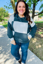 Load image into Gallery viewer, Adorable In Hunter Green Color Block Check Print Terry Hoodie