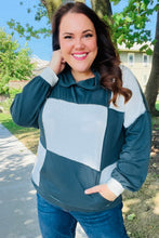 Load image into Gallery viewer, Adorable In Hunter Green Color Block Check Print Terry Hoodie