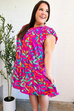 Load image into Gallery viewer, You Got This Purple Abstract Floral Print Tiered Ruffle Sleeve Dress