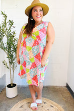Load image into Gallery viewer, Hello Beautiful Peach & Sage Patchwork Babydoll Swing Dress