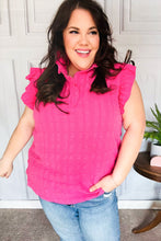 Load image into Gallery viewer, Glamorous In Hot Pink Textured Ruffle Mock Neck Top