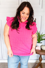 Load image into Gallery viewer, Glamorous In Hot Pink Textured Ruffle Mock Neck Top