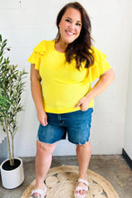 Load image into Gallery viewer, Lovely In Yellow Tiered Double Ruffle Sleeve Woven Top