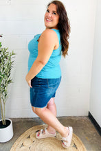 Load image into Gallery viewer, Summer Days Ice Blue Melange Ribbed Henley Button Down Tank