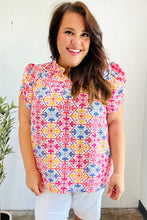 Load image into Gallery viewer, Beautiful You Ivory Floral Lace Frill Notch Neck Puff Sleeve Top