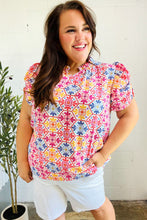 Load image into Gallery viewer, Beautiful You Ivory Floral Lace Frill Notch Neck Puff Sleeve Top