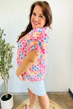 Load image into Gallery viewer, Beautiful You Ivory Floral Lace Frill Notch Neck Puff Sleeve Top