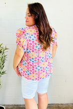 Load image into Gallery viewer, Beautiful You Ivory Floral Lace Frill Notch Neck Puff Sleeve Top