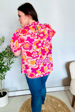 Load image into Gallery viewer, Perfectly You Fuchsia Big Floral Frill Neck Back Button Blouse