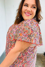 Load image into Gallery viewer, Plum Multicolor Boho Paisley Tie Neck Dolman Top