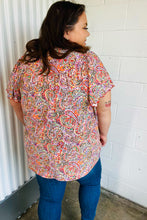 Load image into Gallery viewer, Plum Multicolor Boho Paisley Tie Neck Dolman Top