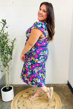 Load image into Gallery viewer, Diva Dreams Navy & Lilac Floral Fit & Flare Midi Dress