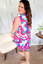 Load image into Gallery viewer, Go For Fun Fuchsia Geo Print Tiered Ruffle Sleeve Woven Dress