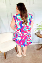 Load image into Gallery viewer, Go For Fun Fuchsia Geo Print Tiered Ruffle Sleeve Woven Dress