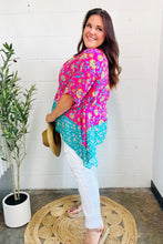 Load image into Gallery viewer, Vacay Ready Fuchsia Paisley Floral Dolman Sleeve Shark Bite Top