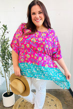 Load image into Gallery viewer, Vacay Ready Fuchsia Paisley Floral Dolman Sleeve Shark Bite Top