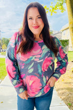 Load image into Gallery viewer, On My Heart Navy Floral Brushed Hacci Sweater Top