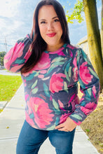 Load image into Gallery viewer, On My Heart Navy Floral Brushed Hacci Sweater Top