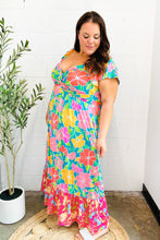 Load image into Gallery viewer, Vacay Vibes Blue Floral Print Sweetheart Twisted Neckline Maxi Dress