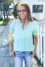 Load image into Gallery viewer, Elegant You Lilac Notched Neck Smocked Short Sleeve Blouse