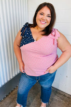 Load image into Gallery viewer, Stars & Stripes V Neck Shoulder Tie Detail Top