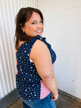 Load image into Gallery viewer, Stars & Stripes V Neck Shoulder Tie Detail Top