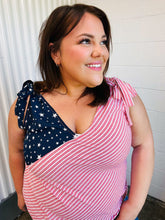 Load image into Gallery viewer, Stars & Stripes V Neck Shoulder Tie Detail Top