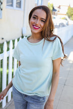 Load image into Gallery viewer, Casual Living Sage Terry Capped Short Sleeve Patch Back Tee