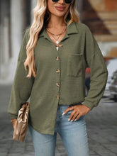 Load image into Gallery viewer, Suhkasana - Green Waffle Knit Button Down Shacket Casual Shirt Jacket