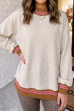 Load image into Gallery viewer, LA Society - LAS Striped Ribbed Trim Mock Neck Sweatshirt (S-XL)