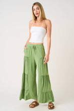 Load image into Gallery viewer, mittoshop - MINERAL WASH TIERED WIDE LEG ELASTIC WAIST PANTS