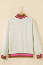 Load image into Gallery viewer, LA Society - LAS Striped Ribbed Trim Mock Neck Sweatshirt (S-XL)