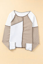 Load image into Gallery viewer, Suhkasana - Ribbed Color Block Slim Fit Top with Contrast Seams