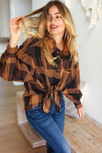 Load image into Gallery viewer, Rock'n Plaid Camel & Charcoal Button Down Oversized Shirt