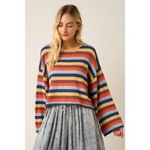 Load image into Gallery viewer, mittoshop - MULTICOLOR STRIPED SWEATER KNIT TOP