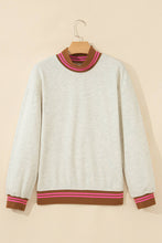 Load image into Gallery viewer, LA Society - LAS Striped Ribbed Trim Mock Neck Sweatshirt (S-XL)