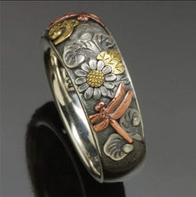 Load image into Gallery viewer, Vintage Carved Ring Flower Dragonfly Sunflower Ring
